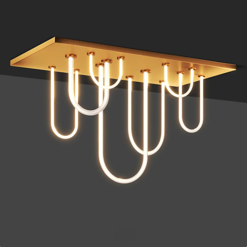 lustre rectangulaire en acier inoxydable à intensité variable - vue 6 sur 11