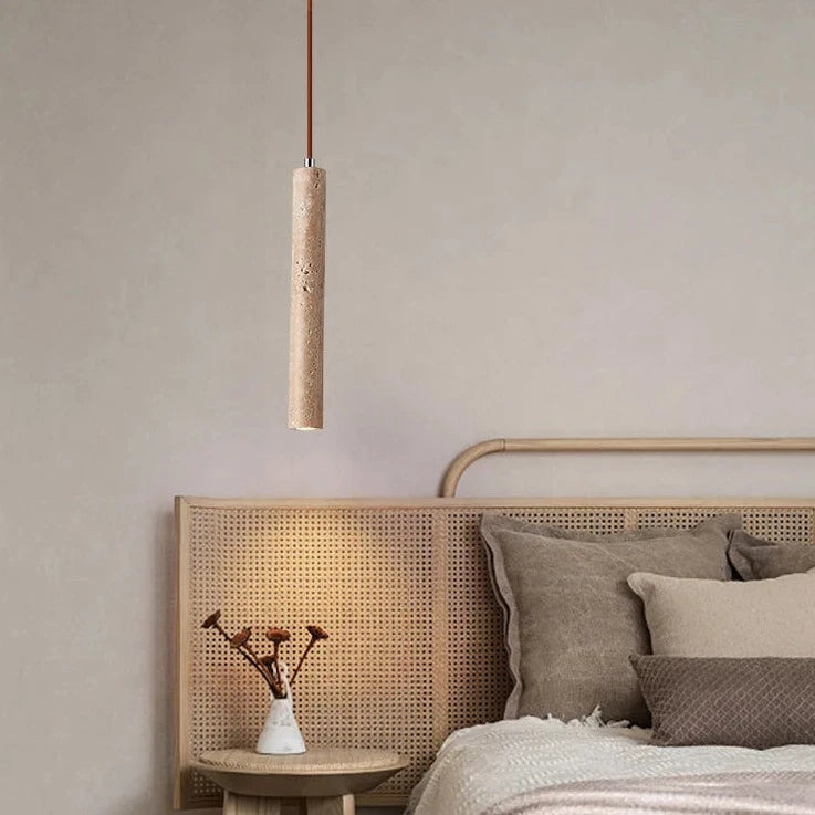 Suspension LED Long Tube bois plafonnier Style japonais vent silencieux chambre chevet lustre rétro moderne G9 remplaçable