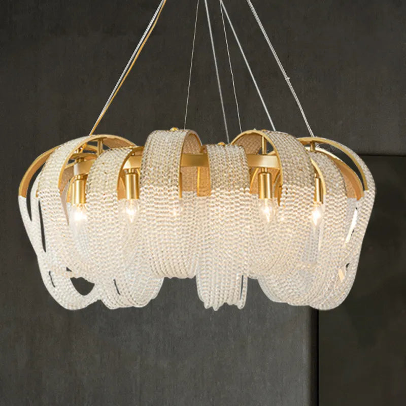 Lustre en cristal à pampilles de luxe américain post-moderne - vue 2 sur 10