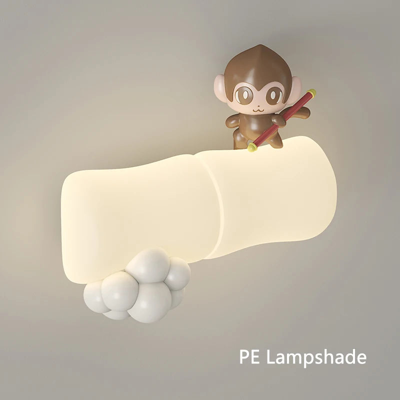 applique murale led singe panda pour enfants