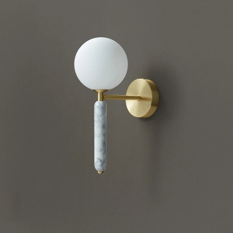 Applique murale en marbre avec boule de verre lumière décorative - vue 4 sur 9