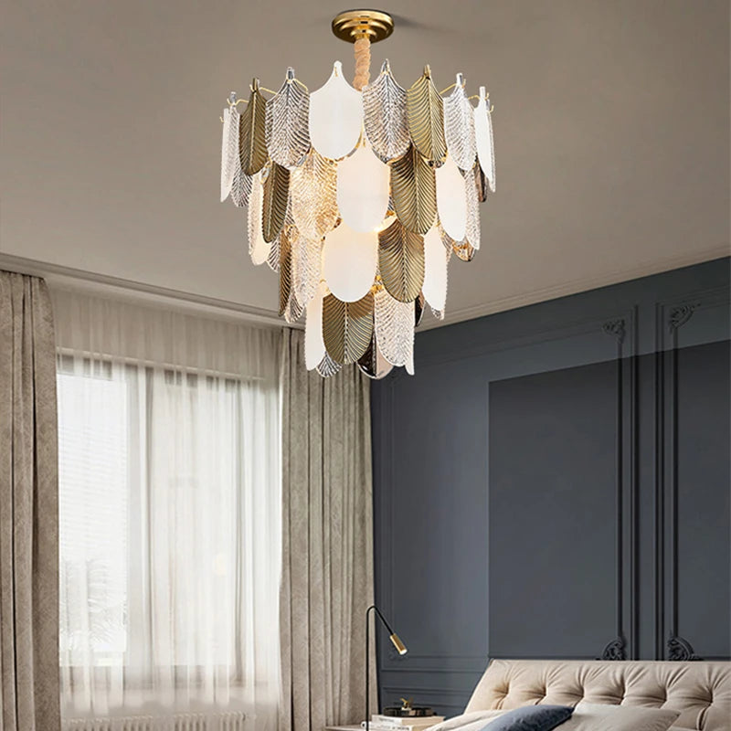 lustre en verre led design suspension luminaire acrylique - vue 7 sur 10