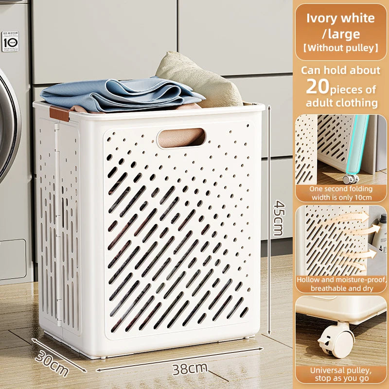 panier à linge pliable avec roulettes grande capacité multifonctionnel - vue 9 sur 14