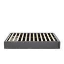 Upholstered Bed, Linen Fabric, without Headboard, Storage Bed, with Slatted Frame and 2 Storage Drawers, Beige, 140 x 200 cm