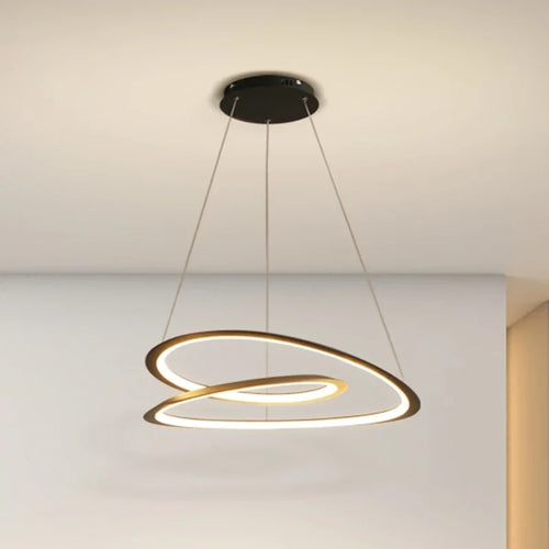 Moderne LED-Pendelleuchte mit goldenem Ring für stilvolle Inneneinrichtung - vue 2 sur 12
