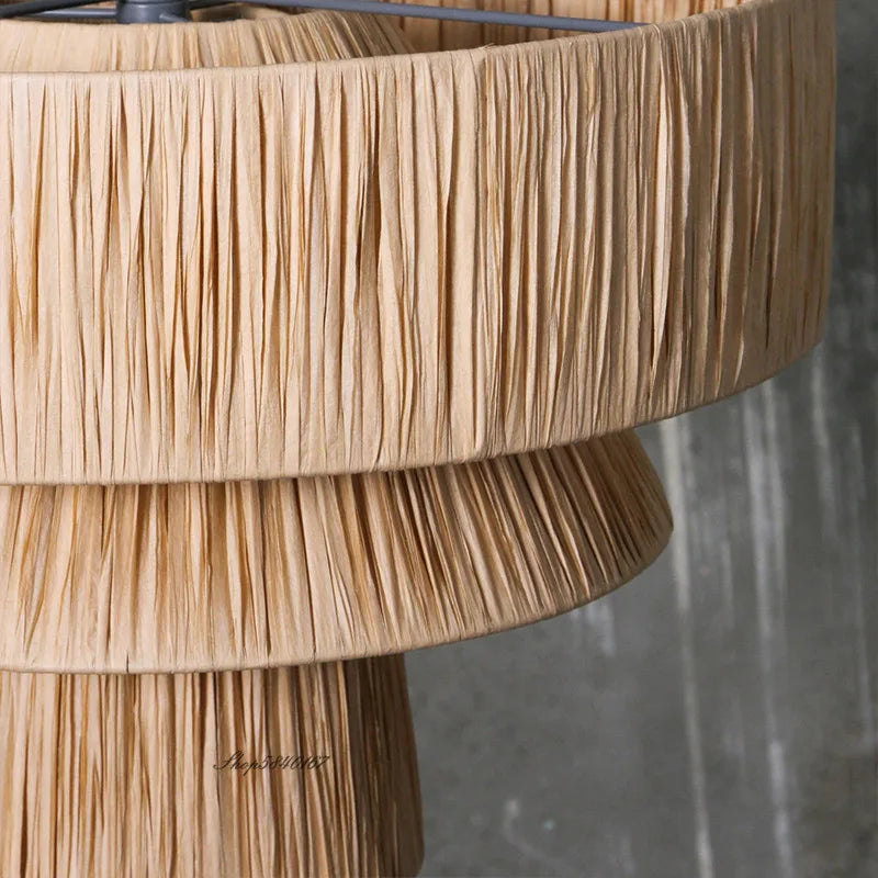 lustre en rotin style japonais fait à la main créatif - vue 5 sur 17