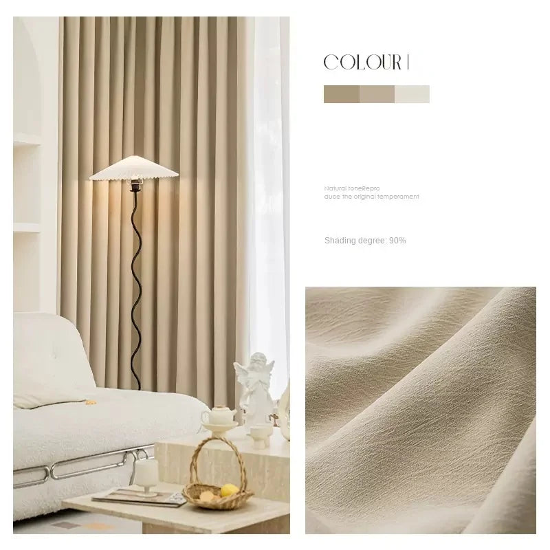 Rideau occultant style minimaliste plissé pour salon chambre