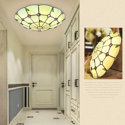 lustre tiffany méditerranéen bohème vitrail pour décoration intérieure - vue 4 sur 9