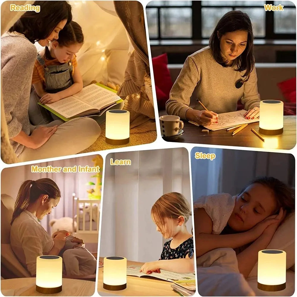 Touch Bedside Light, Bedroom Night Light, Dimmable Desk Light, Remote Control 13 Color Changing Light, Timed Shutdown, USB Charg - vue 5 sur 6