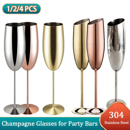 Verre champagne inox texturé style tulipe festif élégant