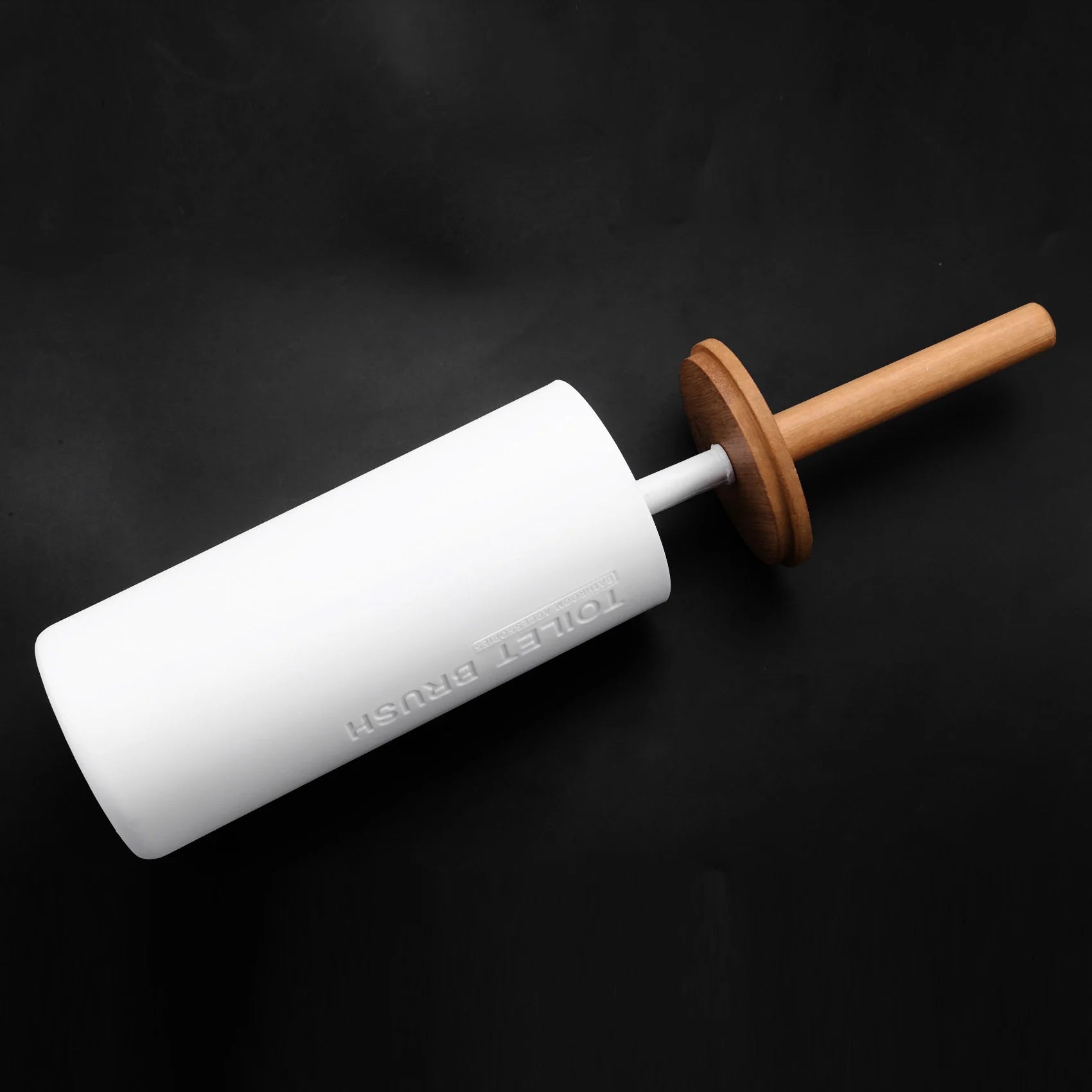 ensemble brosse toilette bambou avec support accessoires wc - vue 4 sur 6