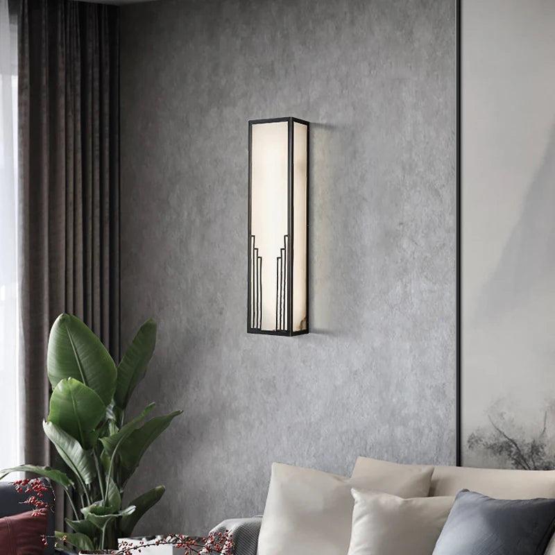 applique murale en marbre et cuivre style chinois pour décoration hôtel - vue 4 sur 7