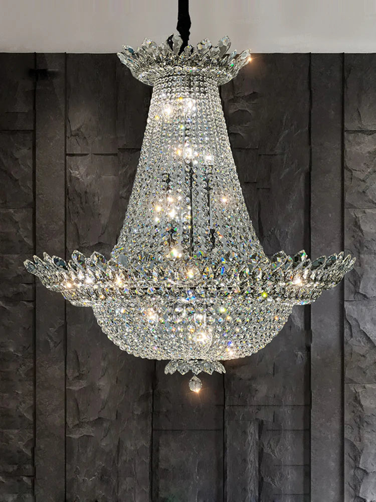 lustre led k9 cristal à intensité variable design moderne 2024 - vue 11 sur 16