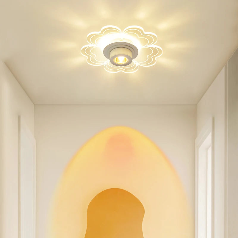 Couloir allée lumière simple moderne entrée lumières vestiaire créatif fleurs nordique encastré LED plafonniers avec projecteurs - vue 4 sur 9