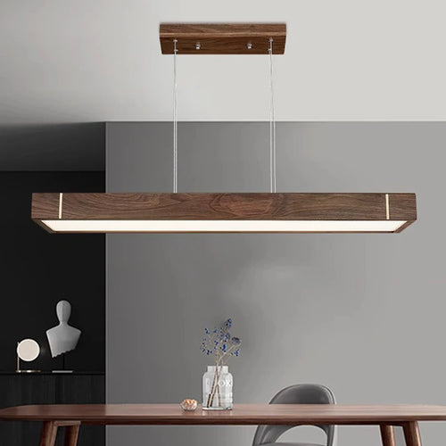 Lustre bois led suspendu au design moderne - vue 2 sur 12