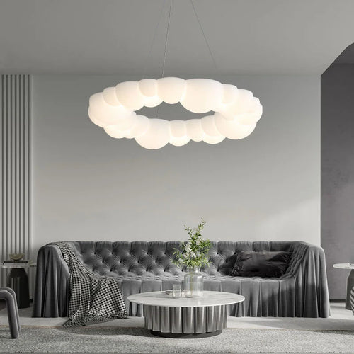Moderne Pendelleuchte mit kreativen Wolken-Lampenschirmen für Wohnzimmer, Schlafzimmer und Kinderzimmer, LED-Deckenleuchte - vue 3 sur 13