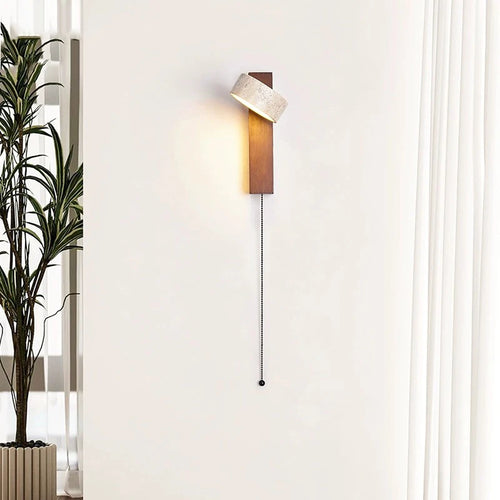 Wandleuchte aus Walnussholz mit LED und Drehschalter - vue 6 sur 9