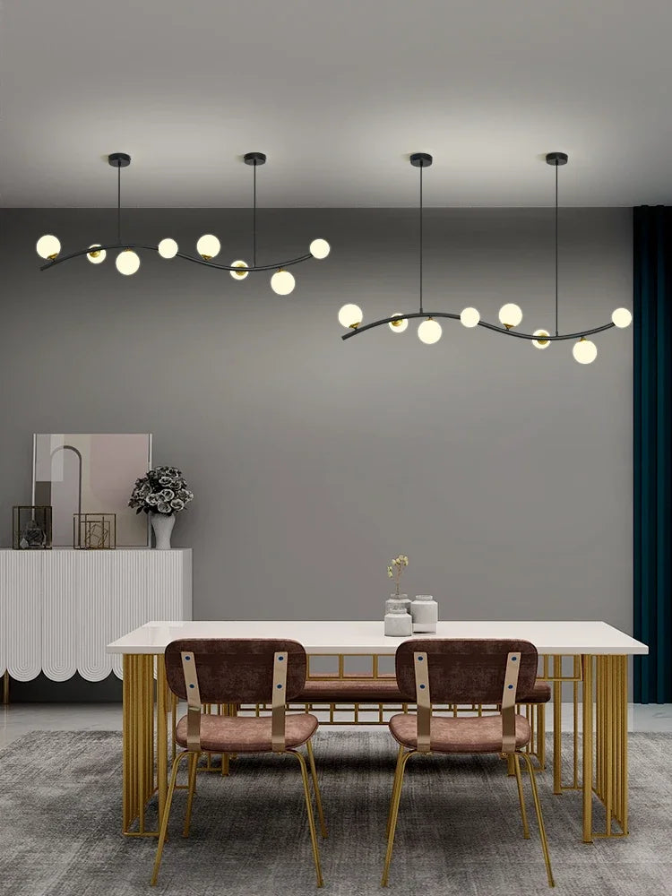 lustre en verre noir style nordique moderne pour restaurant et bar - vue 6 sur 10