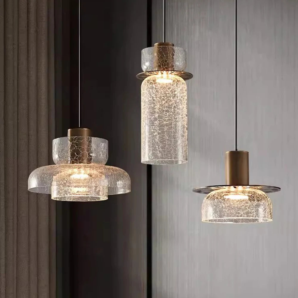 suspension led rétro en verre pour éclairage moderne et ambiance élégante - vue 2 sur 12