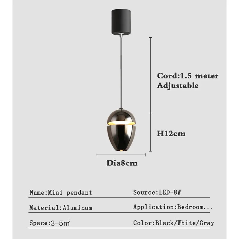 Lamp Nordic Minimalist Modern Bedside Pendant Light Fixtures , Single-Light Ceiling Light Fixture For Bedroom, Kitchen, Entryway - vue 6 sur 11