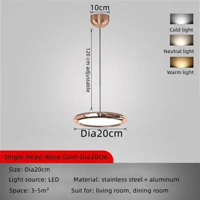 Moderne LED-Pendelleuchte aus Aluminium, rundes Design für Innenräume