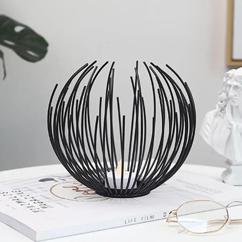 bougeoir géométrique en métal pour décoration et centre de table - vue 5 sur 8