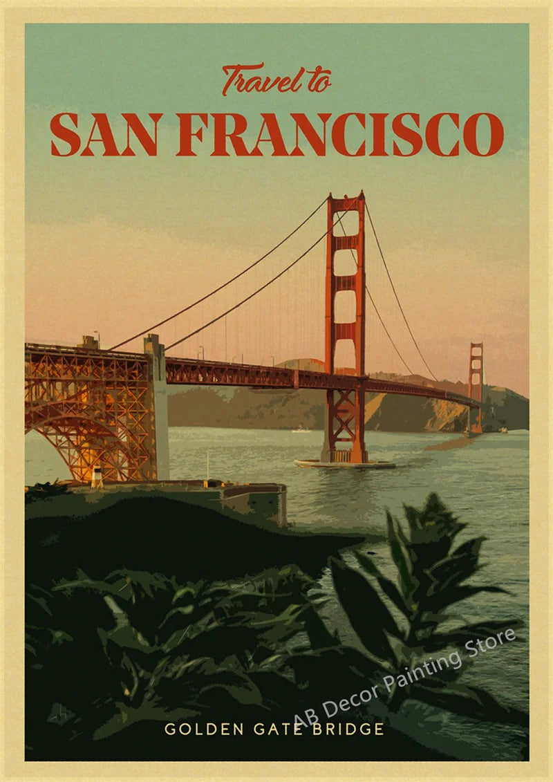 Affiche vintage pour passionnés de voyage dans le monde entier