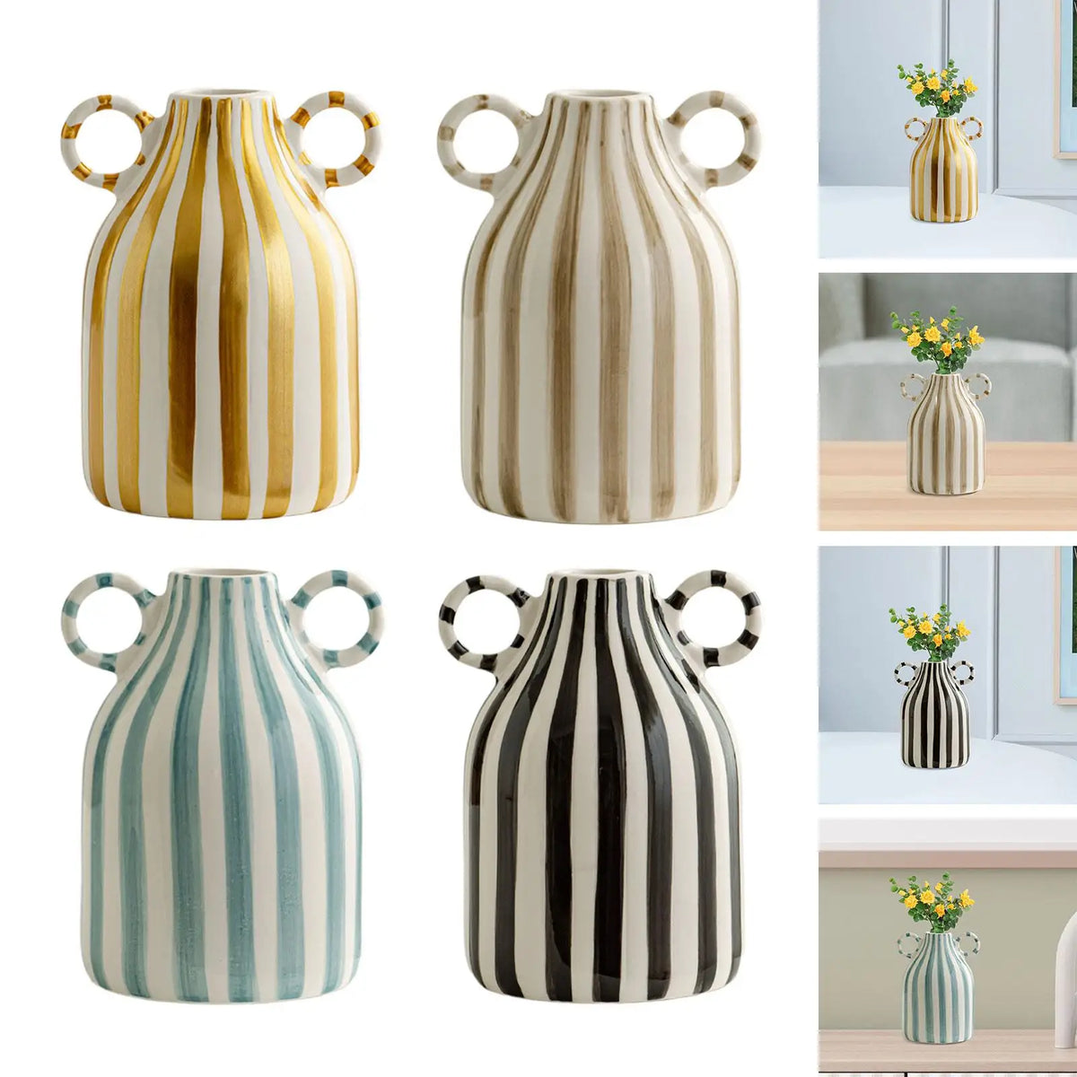 Decorative Flower Vase, Nordic Boho Vase, Small Vase, Home Decor, Porcelain - vue 4 sur 10