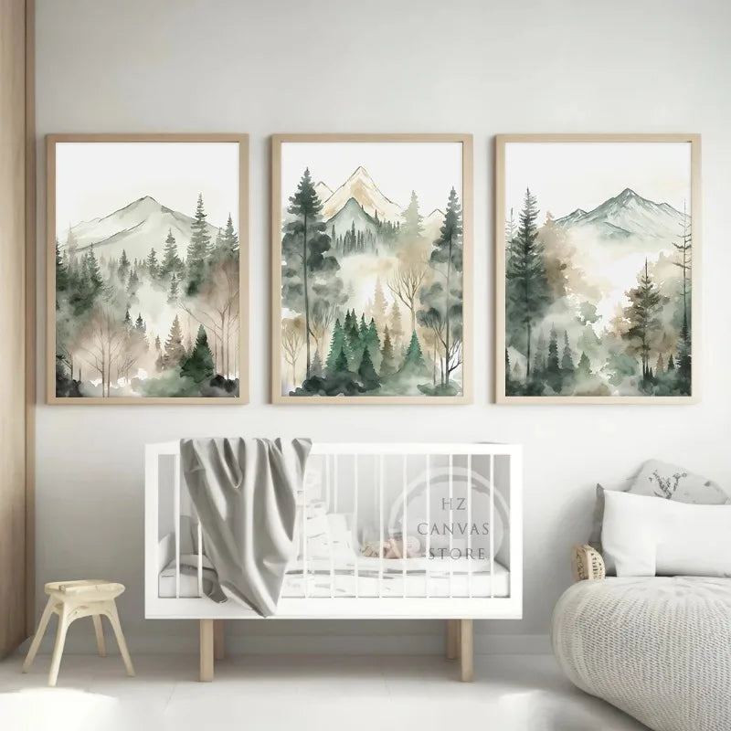 affiches de paysage de forêt en peinture pour décoration murale