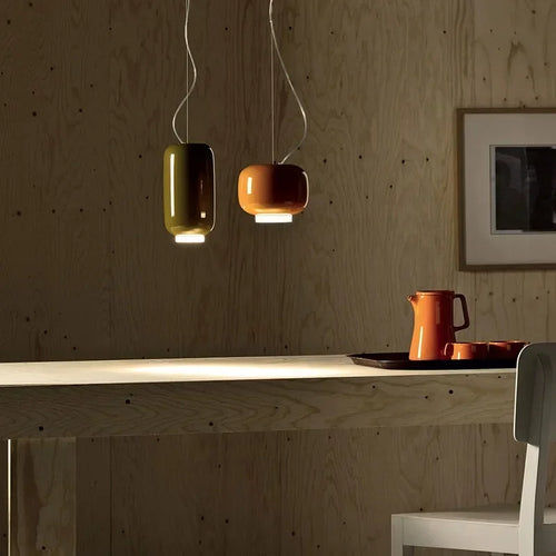 suspension moderne en verre design lumineux et coloré