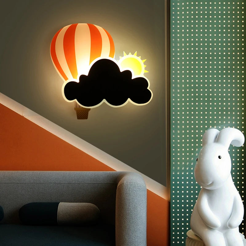 applique murale led nuage de ballons à air chaud pour enfants