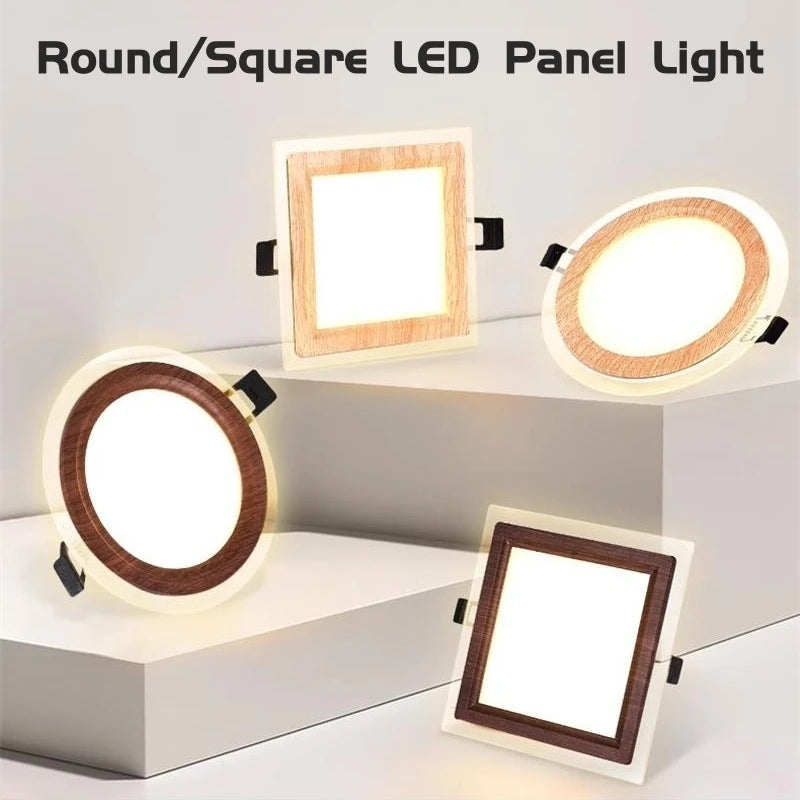 Plafonnier LED encastré Ultra-mince en Grain de bois - vue 4 sur 10