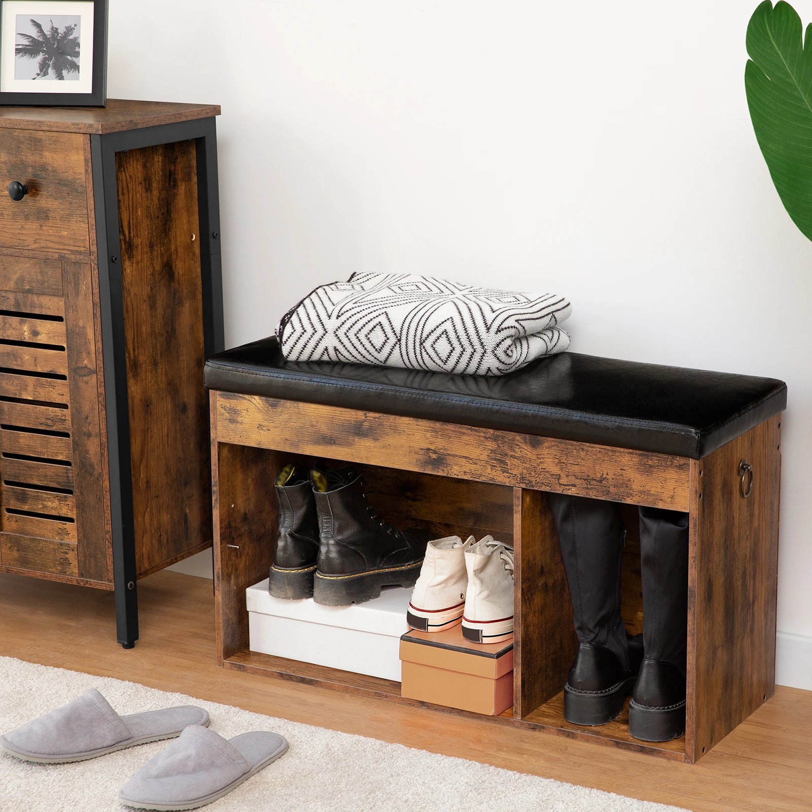 banc à chaussures avec rangement et assise confortable - vue 5 sur 7