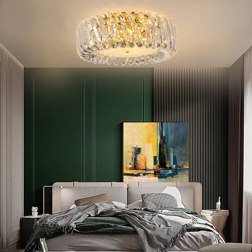 lustre moderne rond à intensité variable led cristal - vue 4 sur 16