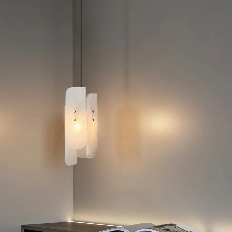 Pendelleuchte aus echtem Marmor mit verstellbarem Kupferkabel - vue 4 sur 7