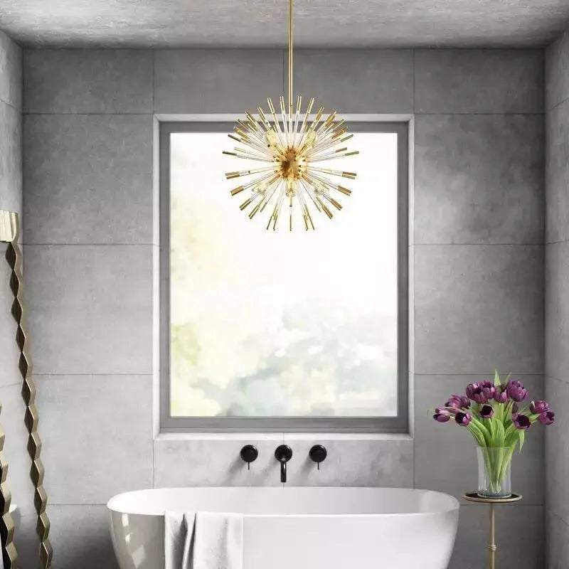 lustre de luxe design cristal pissenlit led pour décoration intérieure