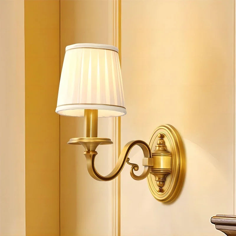 applique murale led en cuivre avec housse en tissu de qualité - vue 3 sur 4