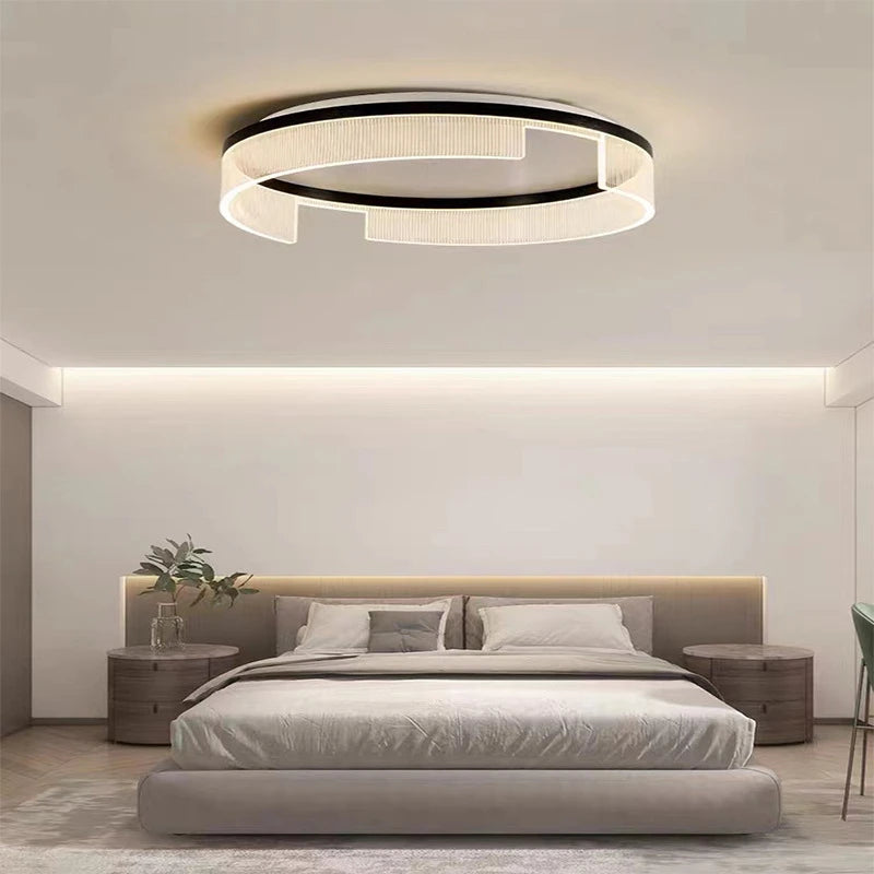 plafonnier led moderne rond en métal et acrylique pour intérieur