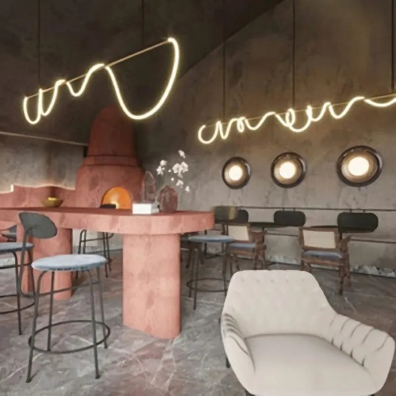 lustre moderne à long tuyau pour décoration intérieure élégante - vue 6 sur 25