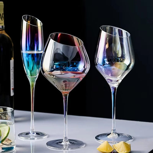 Verres à champagne biseautés style nordique changeant