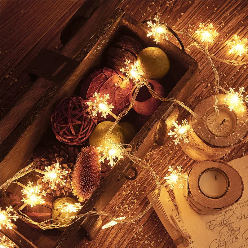 guirlande lumineuse flocon de neige pour décoration de noël - vue 3 sur 8