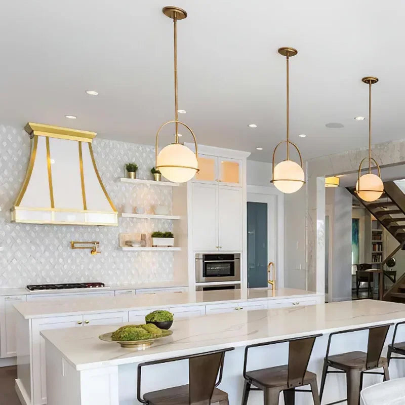 Nordic Globe Pendant Lamp Glass Ball Ceiling Suspension Hanging Light for Kitchen Island Dining Room - vue 4 sur 6