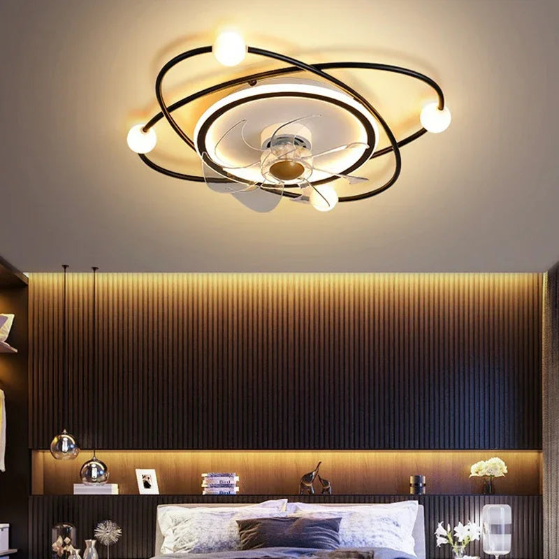 lustre led moderne avec ventilateur pour décoration intérieure - vue 5 sur 8