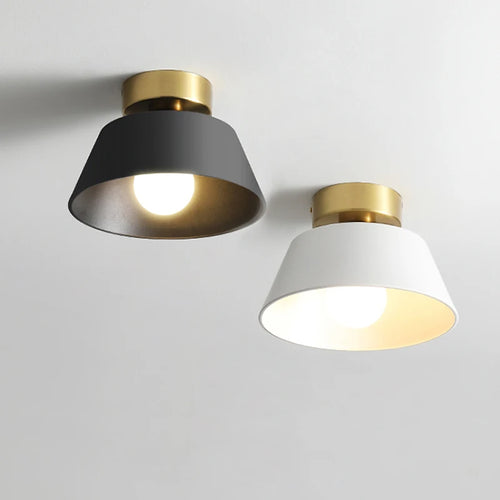Rétro plafonnier LED décoration intérieure lampe fer rond noir blanc abat-jour pour balcon allée couloir couloir luminaire
