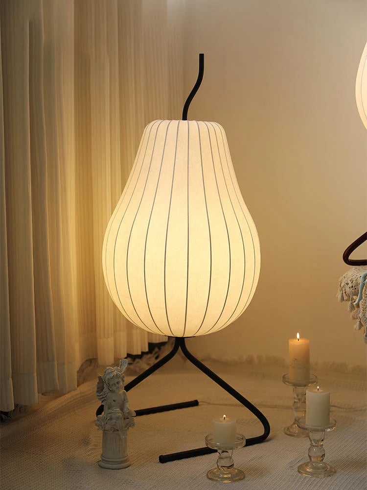 lampe de sol wabi sabi style japonais en soie décoration intérieure - vue 4 sur 8