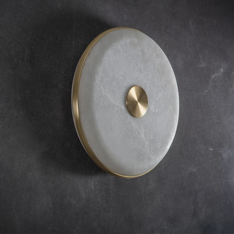 lampe de chevet créative en cuivre et marbre naturel à led
