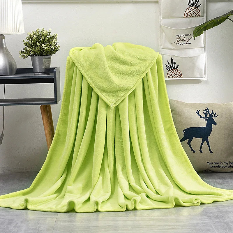 Plaid flanelle polaire corail doux chaud canapé lit
