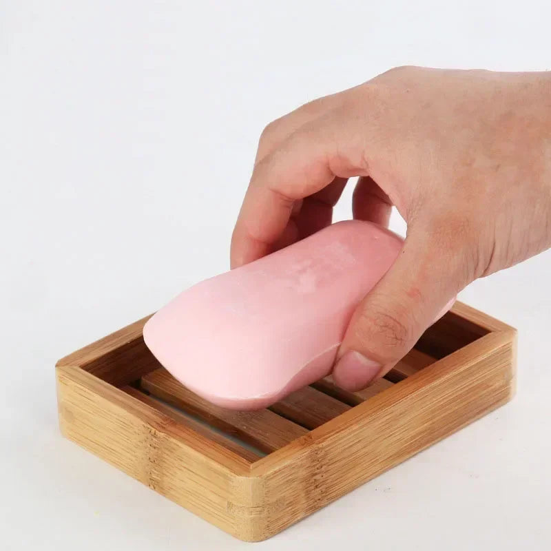 porte-savon en bois de bambou naturel pour rangement et organisation - vue 4 sur 7