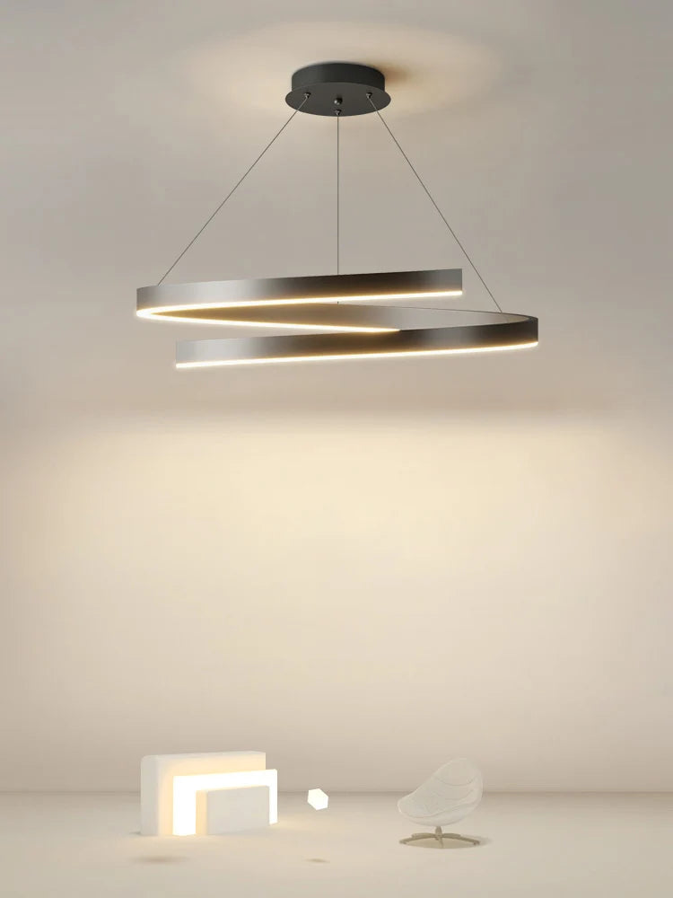lustre à anneau simple moderne en fer doré avec éclairage LED intérieur - vue 3 sur 15