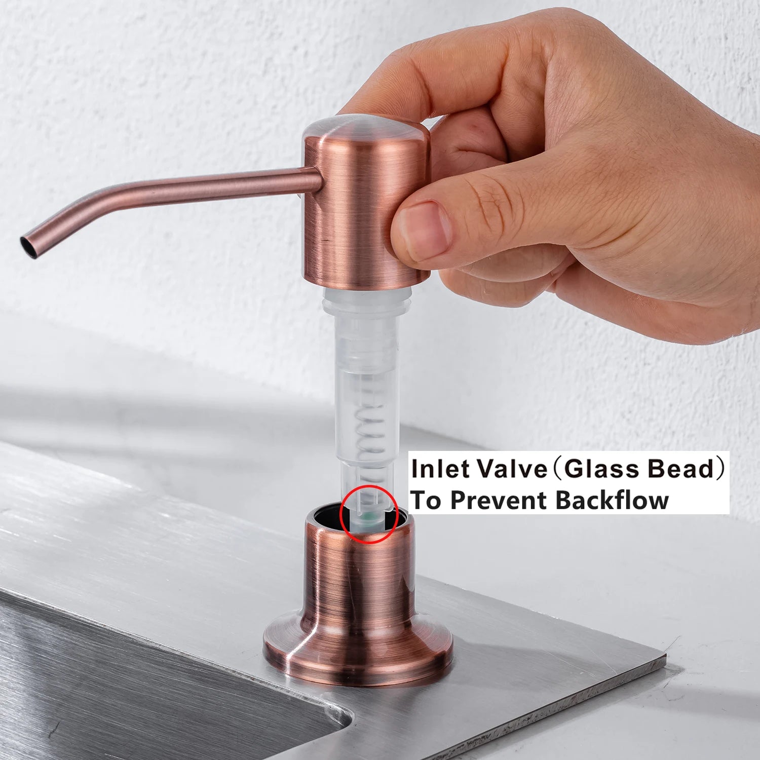 distributeur de savon en acier inoxydable et bronze pour cuisine - vue 11 sur 10